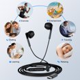 thumbnail image 5 of Type C Headphones Wired, FiveBox USB C in-Ear Wired Earbuds Type C Earphones with Microphone & Remote Control, Bass Stereo Noise Cancelling Headphone Compatible for iPhone, Samsung, Pixel, Black, 5 of 6