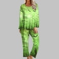 thumbnail image 2 of QIUOMBBP 2 Piece Outfits for Women Halloween Printed Long Sleeve Shirt and Pajama Pants Lounge Sets Fall Winetr Clothes, Green, S, 2 of 7