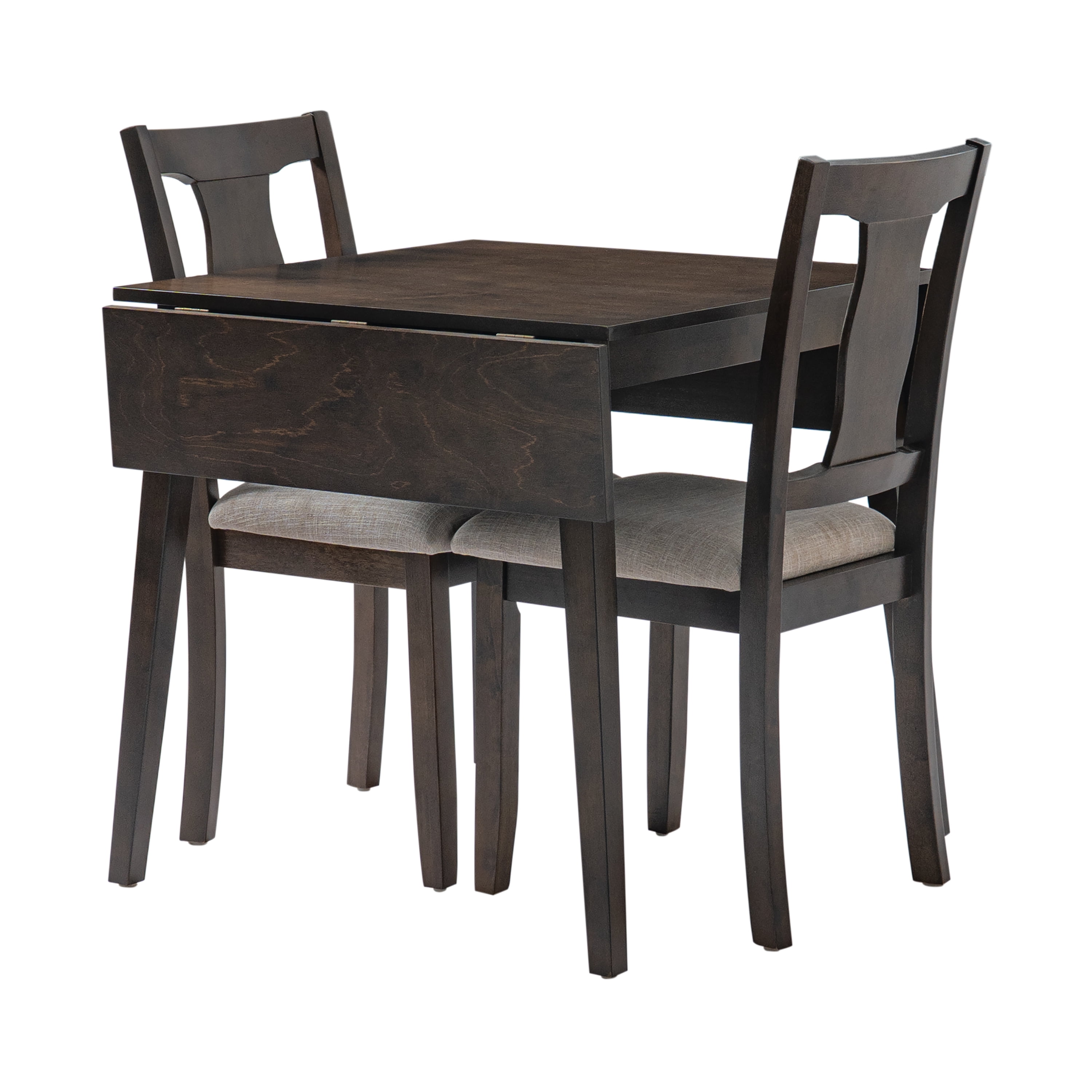 Euroco 3 Piece Wood Dining Table Set, Modern Breakfast Nook Kitchen Table Set with Drop Leaf and 2 Upholstered Chairs for Small Places,Espresso