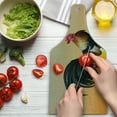 thumbnail image 3 of Rooster Cutting Board, Animal Cockerel on Sunrise Farmhouse Harvest Season Rural Pastoral Nature Scenery, Tempered Glass Cutting and Serving Board, Wine Bottle Shape, Multicolor, by Ambesonne, 3 of 5