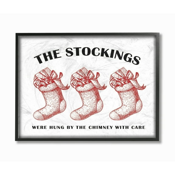 Stupell Christmas Stockings Vintage Icons Framed Giclee Texture Art 16 x 20