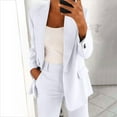 thumbnail image 2 of Women's Blazers Suit Set Solid Color Work Office Jackets Lapel Open Front Button Cardigan Suit Top and Casual Comfortable Suit Long Pants with Pockets, 2 of 5