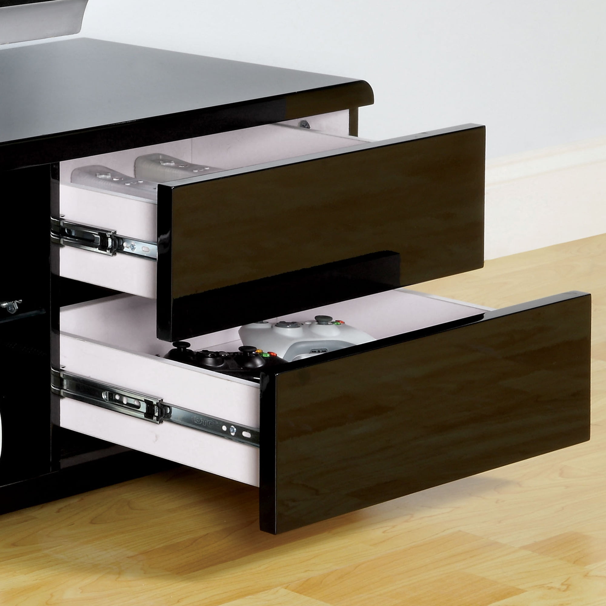 Furniture of America Jaon Storage 4-Drawer Wood Black TV Console