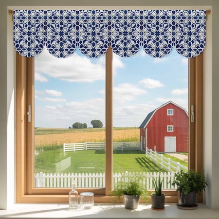 Abstract Floral Door Banner Retro Dark Blue Geometric Texture Art Vintage Small Scalloped Hanging Banner for Door Hanging Flag Backdrop Decoration for Wall Window Party 3pcs 10 x 16 Inch
