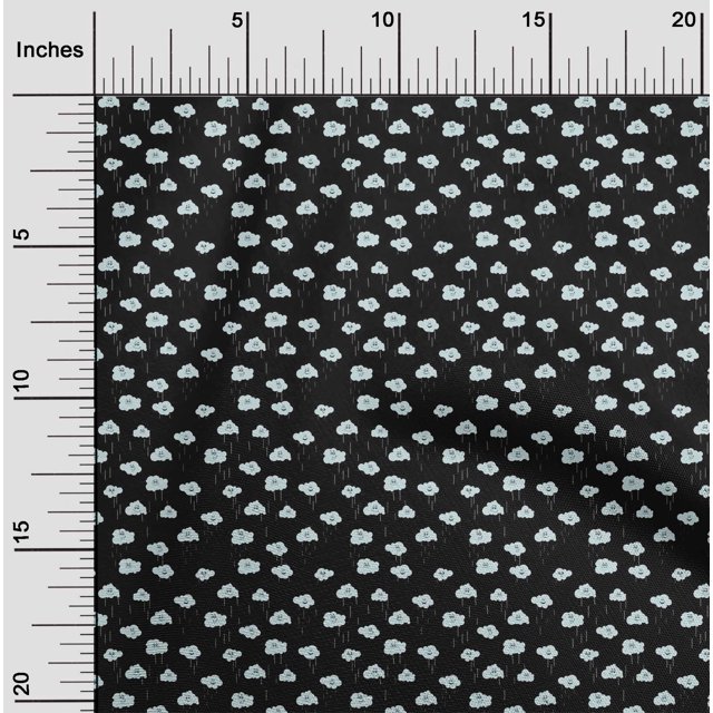 oneOone Polyester Lycra Fabric Rainy Clouds Nature Print Sewing Fabric BTY 56 Inch Wide