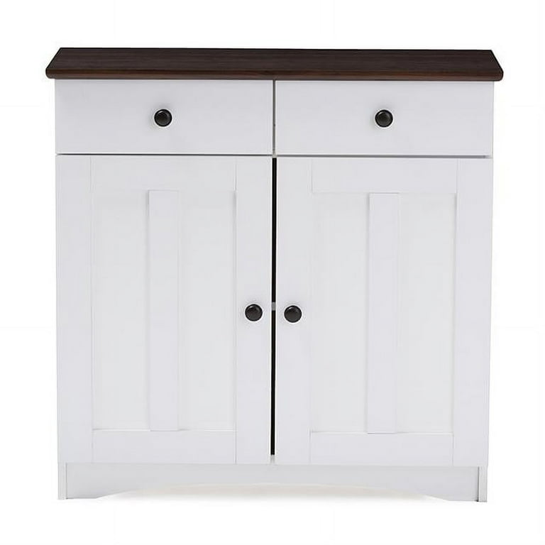 Baxton Studio Lauren Modern and Contemporary Two-tone White and Dark Brown Buffet Kitchen Cabinet with Two Doors and Two Drawers Baxton Studio Lauren Modern and Contemporary Two-tone White and Dark Brown Buffet Kitchen Cabinet with Two Doors and Two Drawers