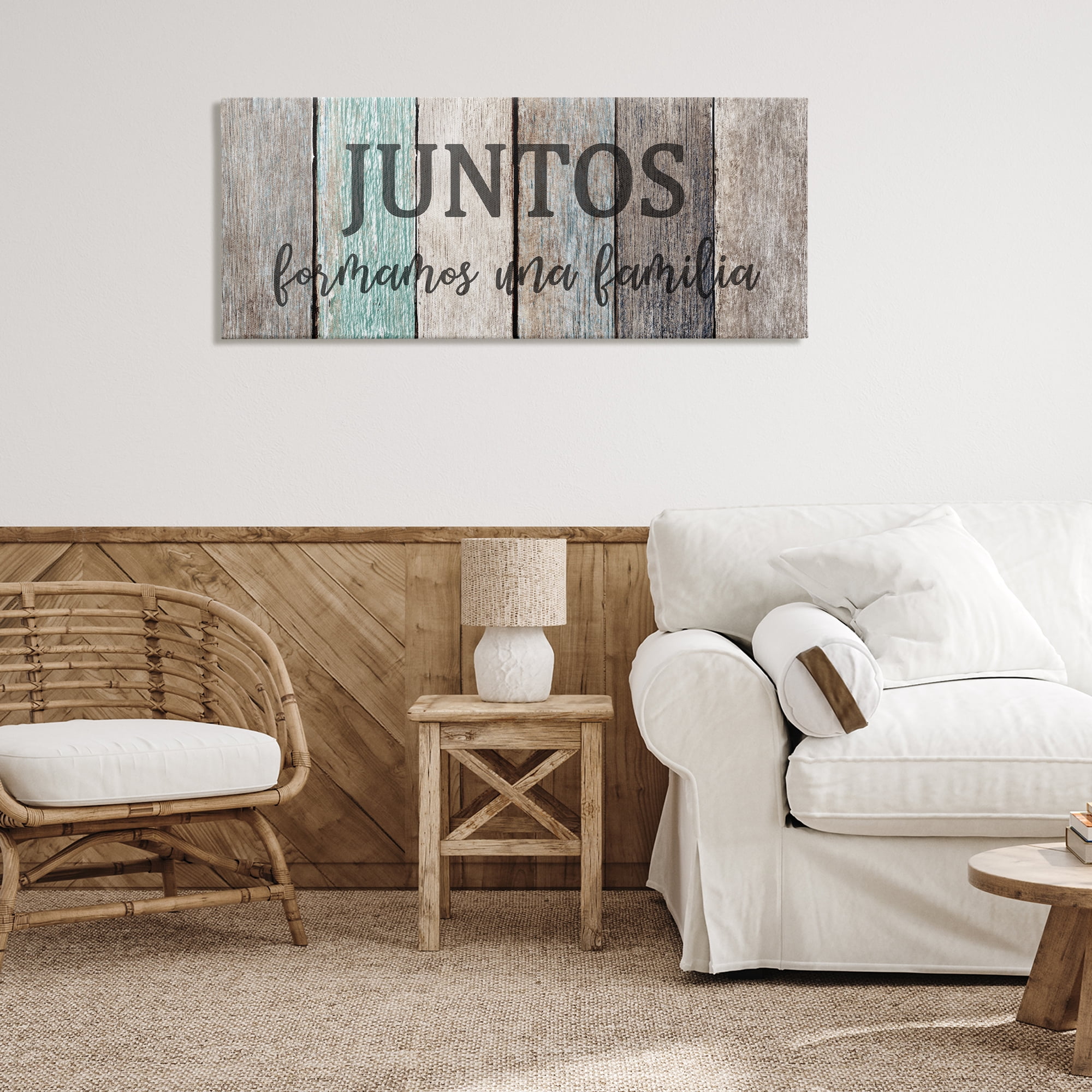Stupell Industries Juntos Formamos una Familia Inspirational Quotes & Sayings Painting Wrapped Canvas Art Print Wall Art, 48 x 20