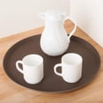 thumbnail image 2 of TrueCraftware- Set of 2 Round 16-inch Rubber Lined Non-Slip Tray Brown Color- Restaurant Serving Tray Rubber Lined Tray Coffee Appetizer Breakfast Perfect for Kitchen Café and Restaurants, 2 of 6