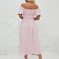 thumbnail image 5 of Lmnyox Off Shoulder Maxi Dress for Women Casual Puff Short Sleeve Dress Flowy Cocktail Party Dress, 5 of 7