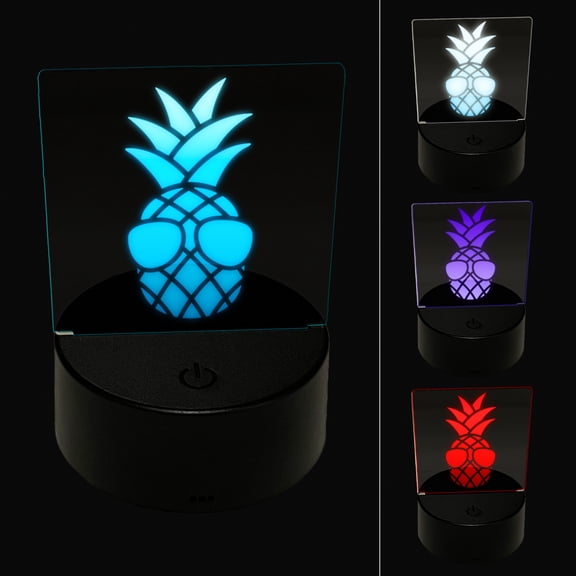 Pineapple Wearing Sunglasses LED Night Light Sign 3D Illusion Desk Nightstand Lamp