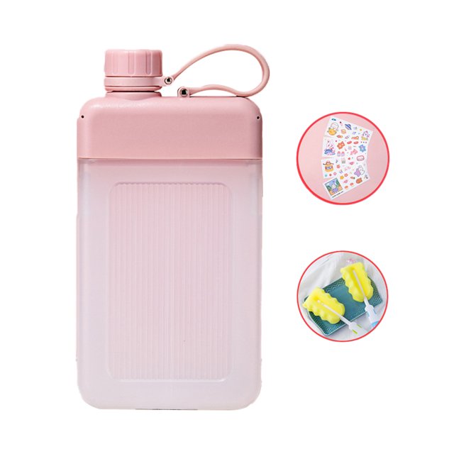 CSChome Bouilloire de Sport 450ml Bouteille de Sport Résistante à la Chaleur, Étanche, Anti-Chute, Transparente, Créative, Carrée, Plate, pour Sports Extérieurs