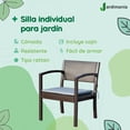 thumbnail image 3 of Silla de Jardín Jardimanía, Tipo Rattan Plástico, Individual, Cómoda y Resistente, Incluye Cojín chocolate Estandar, 3 of 8