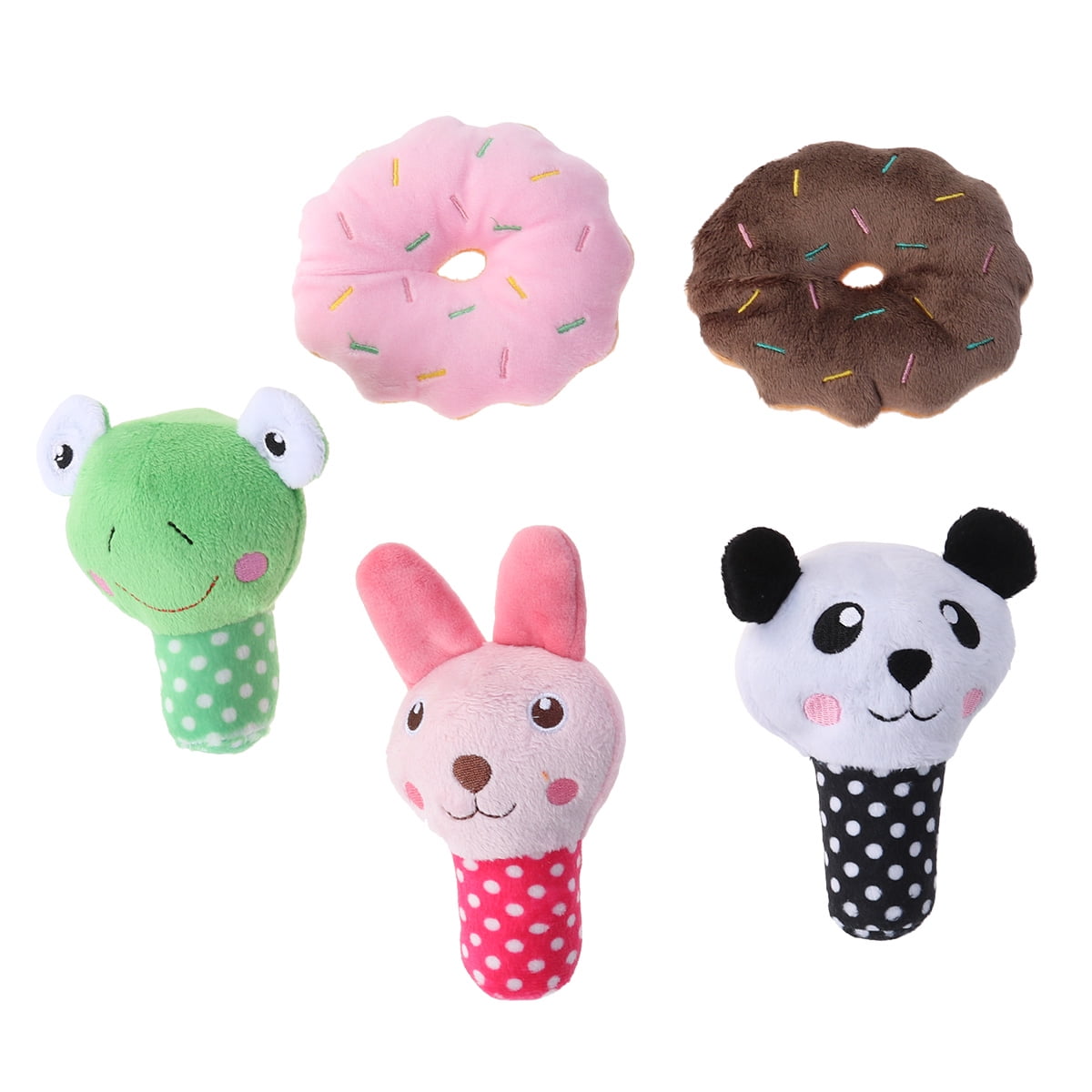5 Pack Squeaky Dog Toys Plush Animals Fruit Vegetable Dog Toy Set for Puppy For Small Dogs