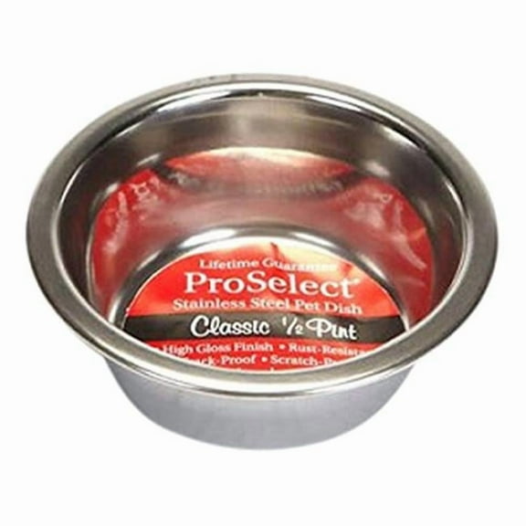 PetEdge Pro Select Dog Food Bowl Mirror Finish - Heavy Stainless Steel - 8 oz