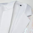 thumbnail image 4 of Stamzod Fashion Sequin Suits for Men Patchwork Turndown Long Sleeve Button Breasted Jackets and Dress Pants formal Black Suits for Men White L, 4 of 9