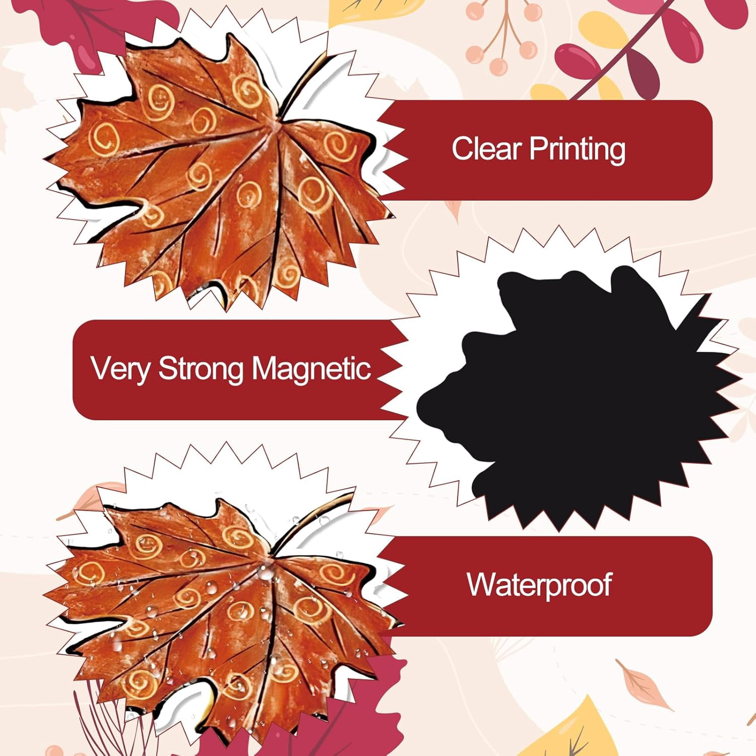 GBBG 24 Pcs Fall Leaves Garage Magnets Decoration Maple Leaf Pumpkin Garage Door Decals Hello Autumn Magnetic Refrigerator Stickers for Thanksgiving Harvest Party Home