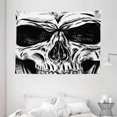 thumbnail image 1 of Halloween Tapestry, Gothic Dead Skull Face Close Up Sketch Evil Anatomy Skeleton Illustration, Wall Hanging for Bedroom Living Room Dorm Decor, 80W X 60L Inches, Dark Grey White, by Ambesonne, 1 of 2