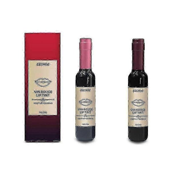 Red Wine Bottle Lip Glaze Dye Lip Liquid Lip Gloss Moisturizing No Fading Red Wine Bottle Lipstick Makeup Velv