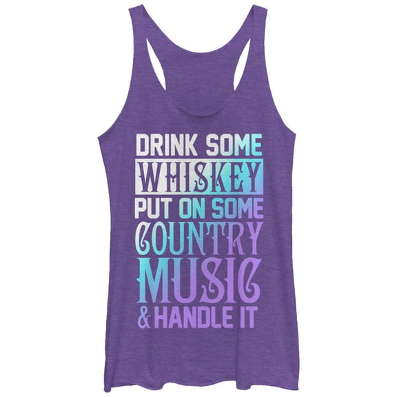 Women's CHIN UP Whiskey Country Music Handle It Racerback Tank Top Purple Heather X Large