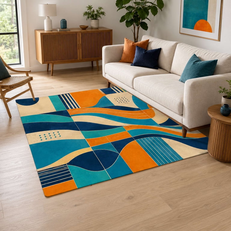 Prairie Tile Pattern Rectangle Rug for Reading Area Fresh Style ...