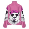 thumbnail image 6 of Jackets for Women Winter Coat Jackets Flannel Stand Collar Jacket(Cool Panda in Pink Hat,Size:S-4XL), 6 of 7