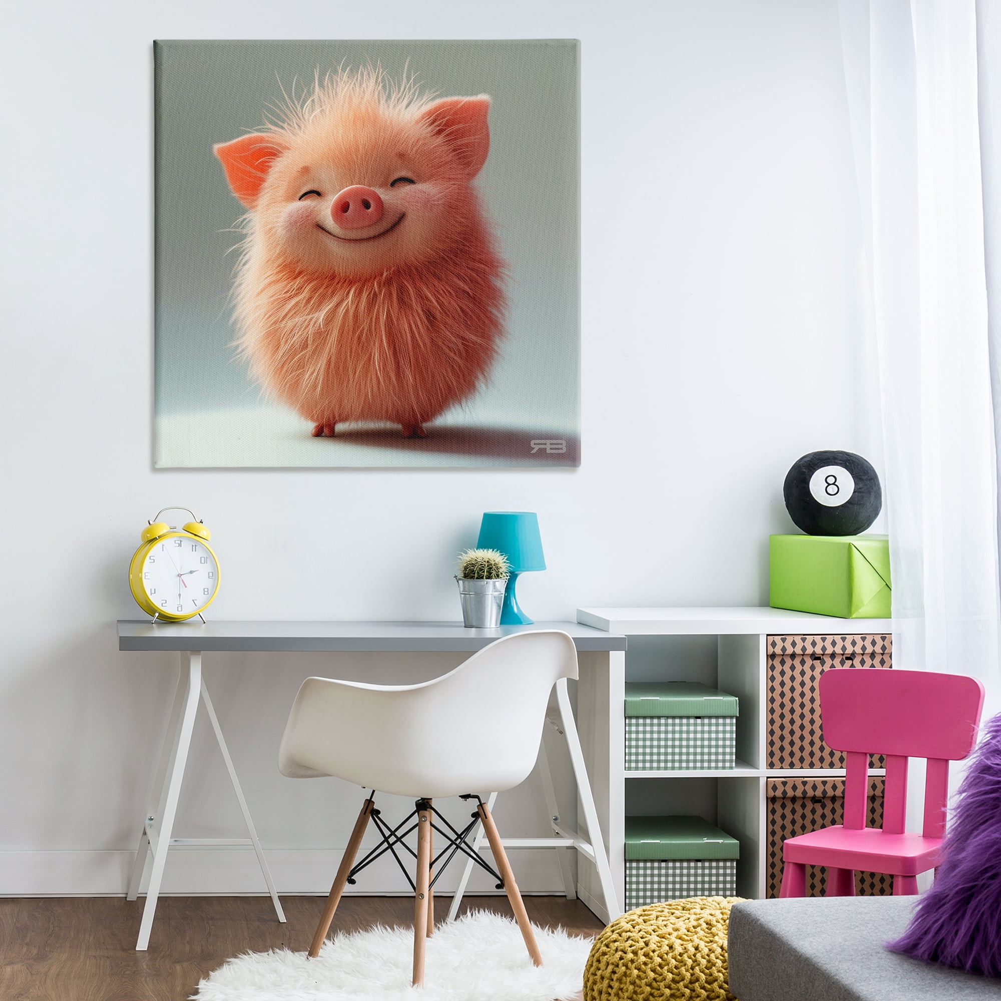 Stupell Industries Smiling Fluffy Piglet Animals Painting Wrapped Canvas Art Print Wall Art, 36 x 36
