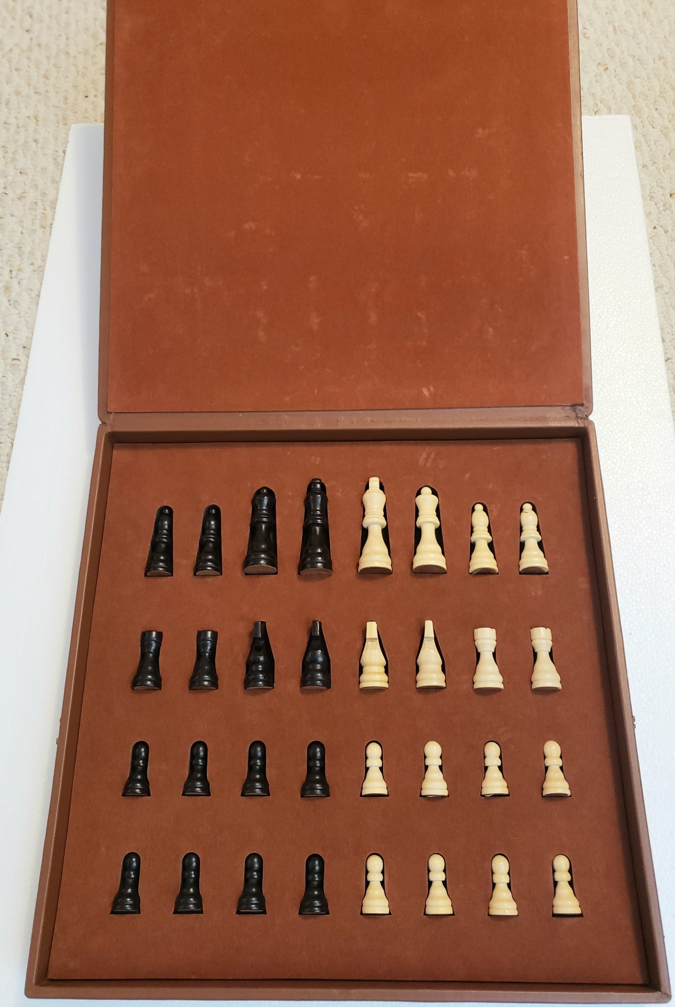 Sterling Games Leatherette CHESS Set - Features 3 inch King with 1.5" Squares - Exquisite Leatherette Chess Board 15"x15"  - Interior Compartment Stores Pieces