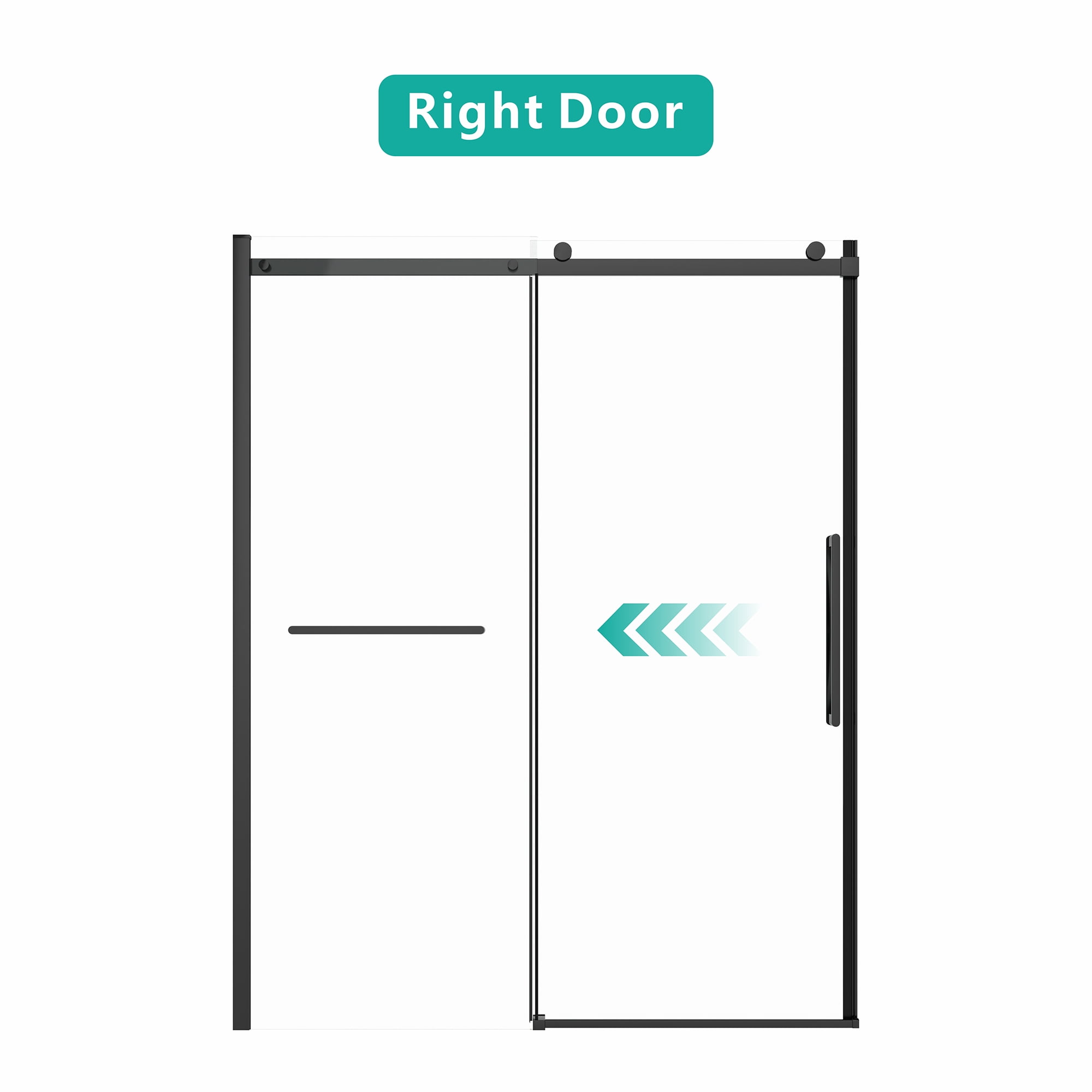 Leumius 56-60"W x 76"H Sliding Shower Door, 8mm Frameless Glass Shower Door with Matte Black Hardware, Towel Bar and Handle,Drop Shipping available