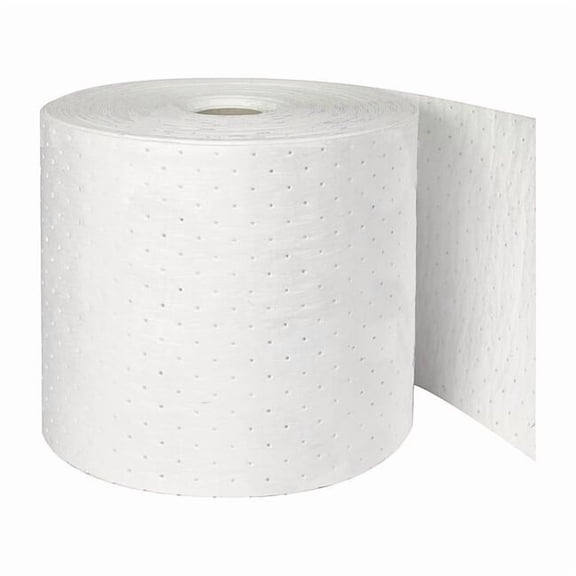 Condor Sorbent Roll, 24 gal, 15 in x 150 ft, Oil, White, Polypropylene 436M84