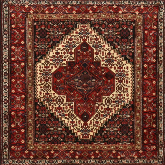 Ahgly Company Indoor Square Traditional Sienna Brown Persian Area Rugs, 4' Square