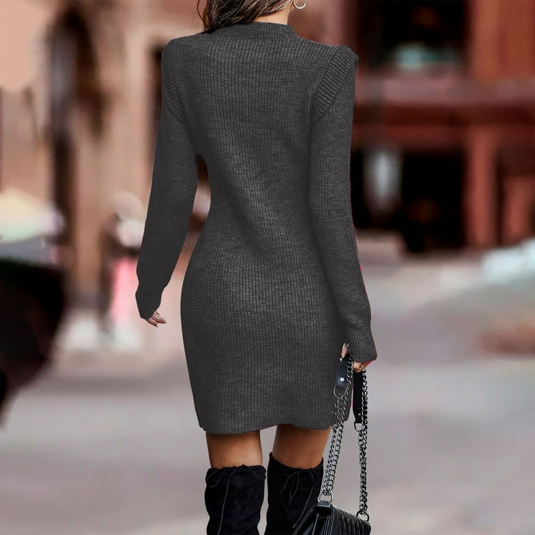 slim fit dress slacks Grey Off-Shoulder Sweater Dress main image 0