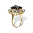 thumbnail image 2 of PalmBeach Jewelry Emerald-Cut Genuine Smoky Topaz, Mystic Fire Purple or Blue Glass and CZ Accent Halo Cocktail Ring Gold-Plated, 2 of 5