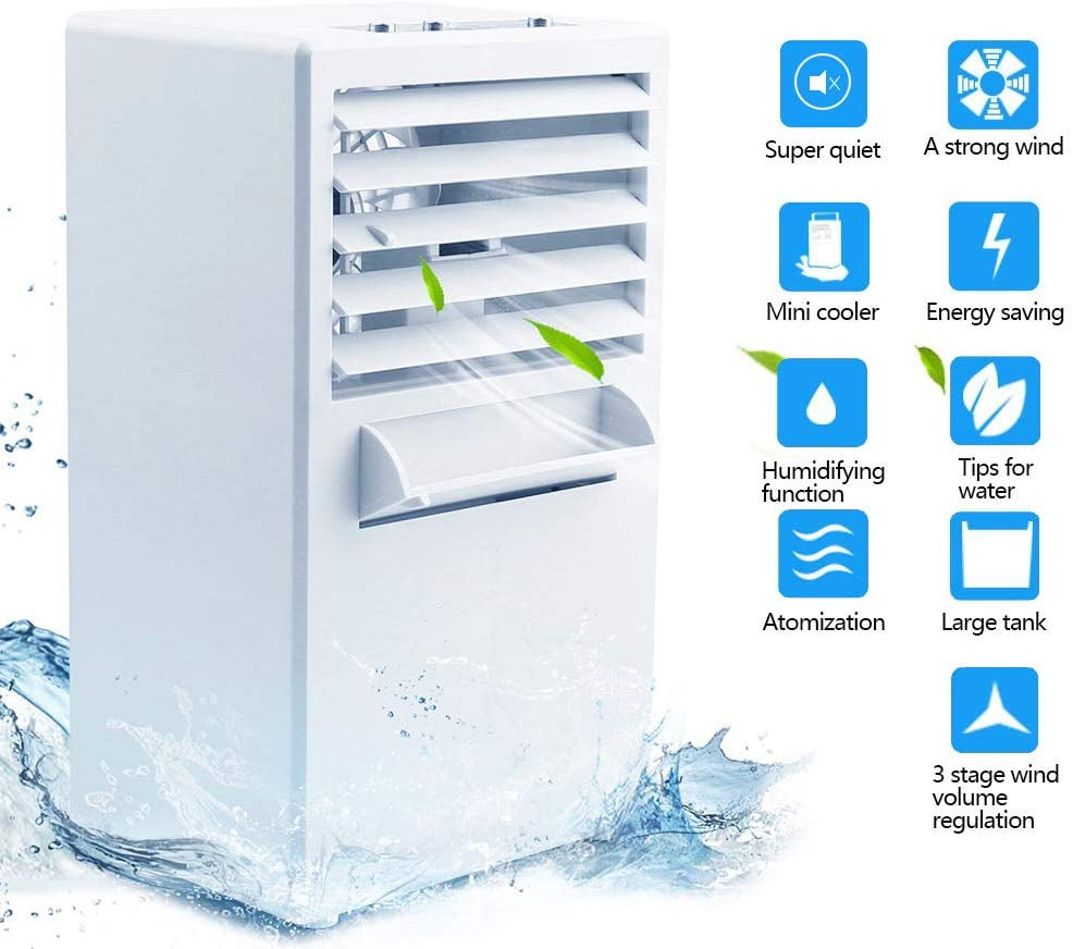 Air Cooling Fan Air Cooling Fan Mini Desktop Fan Quiet Table Fan Mini Evaporative Air Circulator Color : White