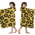 thumbnail image 4 of Yellow and Black Of Leopard Print Hooded Bath Towel，50"x30" for Ages 3 To 12 Kids, Quick Dry Lightweight Soft Microfiber Hood Beach Towel Cover Up for Kids, 4 of 7
