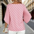 thumbnail image 4 of Gytharion 3/4 Sleeve Shirts for Women Fashion Stripe Print V-Neck Pullover Top Elegant Slit Bell Sleeve Dressy Blouse for Business Work Office, 4 of 7