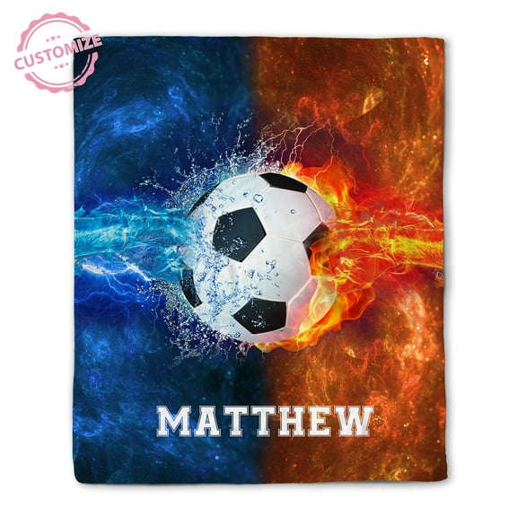 Lazaofficial Custom Name Blanket, Soccer Blanket, Soccer Blanket For Girls, Soccer Blanket For Boys, Football Blanket