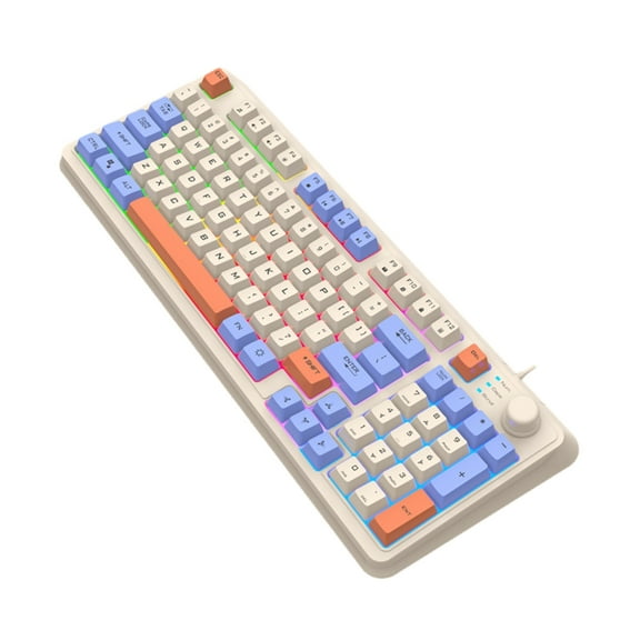 Gaming Keyboard Full Size LED Backlit Keycap Quiet Computer Keyboard 94 Keys Corded Keyboards for PC Desktop Office