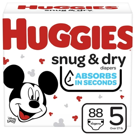 Huggies Snug & Dry Baby Diapers, Size 5, 88 Ct