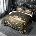 thumbnail image 3 of Erosebridal Cartoon Ghost Reading Twin Quilt Set 2 Pieces,Halloween Flowers Butterflies Twin Coverlet Set,Green,1 Bedspread and 1 Pillowcase, 3 of 7