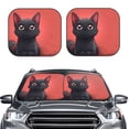thumbnail image 2 of Wukai Cute Black Kitten Cartoon Print Windshield Sun Shade, Car Front Window Shades Sunshade Cover Sun Visor Shield Block Automotive Interior Protector Blocks UV Rays-Large, 2 of 6