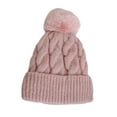 thumbnail image 5 of Guiexla Women Winter Hat Knitted Thick Solid Color Plush Ball Soft Windproof Heatn Retention Twisted Texture Elastic No Brim Unisex Outdoor Beanie, 5 of 8
