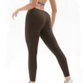 thumbnail image 3 of YDKZYMD Womens Plus Size Seamless Leggings Crossover Tummy Control Workout Leggings Stretchy High Waisted Scrunch Butt Lifting Gym Pants Athletic Workout Buttery Soft Yoga Pants With Pockets Brown L, 3 of 7