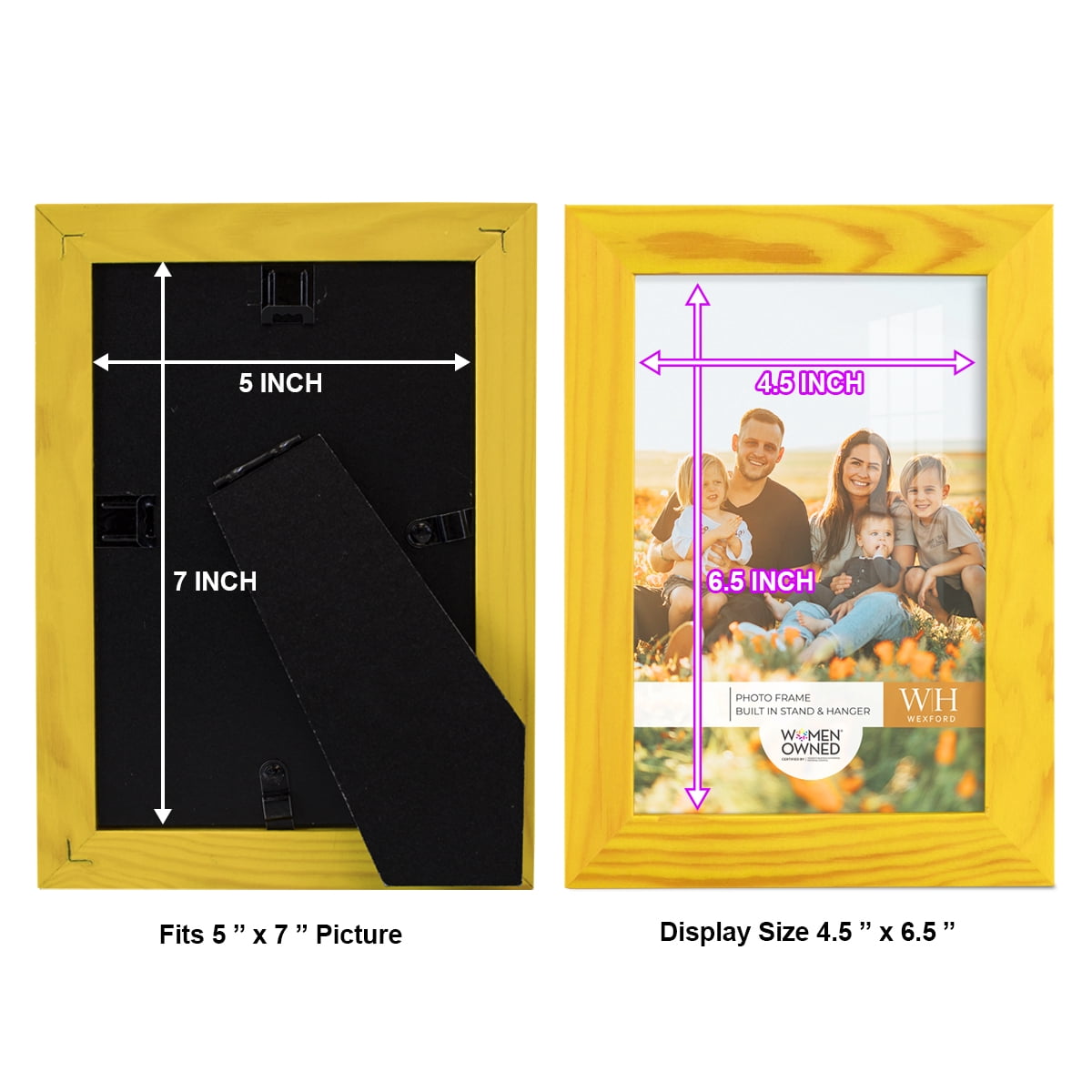 Wexford Home Woodgrain 5" x 7" Sunflower Yellow Picture Frame (Set of 6)