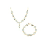 MOOGCO 14K Gold Necklace, Opal Necklace, Opal Bracelet, White Color, Necklace For Women, Gift For Her, Gold Chain Necklace, Opal Stone, Anniversary Gift