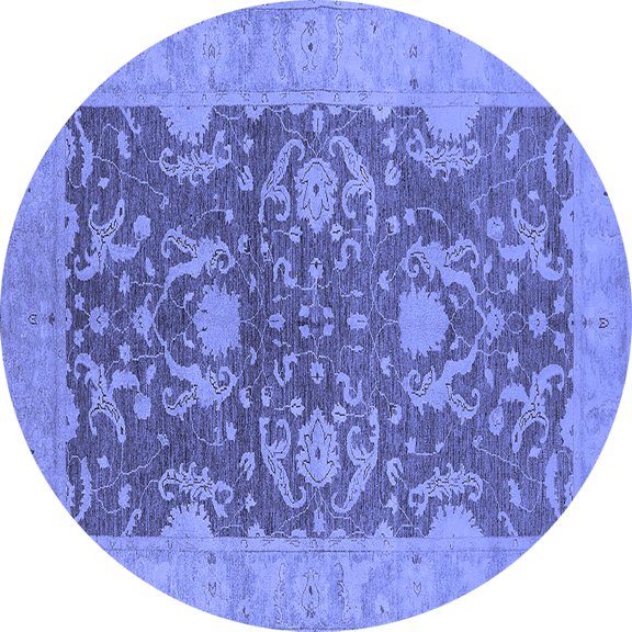 Ahgly Company Indoor Round Oriental Blue Industrial Area Rugs, 7' Round