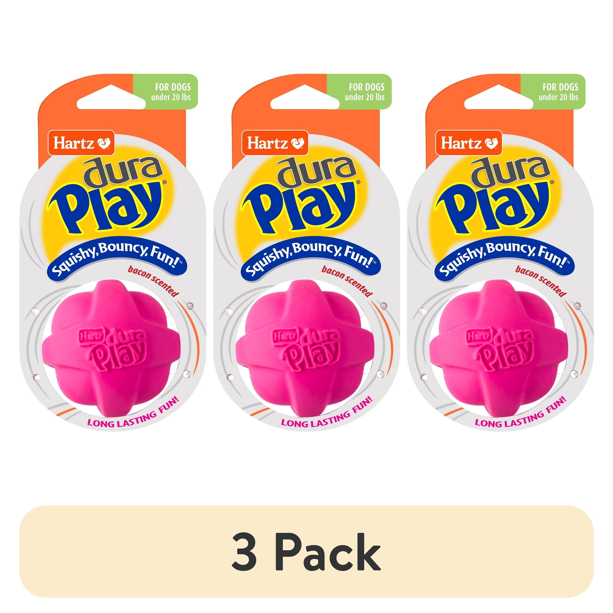 (3 pack) Hartz Dura Play Small Ball Dog Toy, Latex, 1ct
