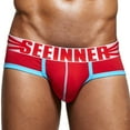 thumbnail image 2 of HUPOM Men'S Underwear Underwear For Men Pack Medium waist Comfort Waist Solid Boxer Briefs Red L, 2 of 5
