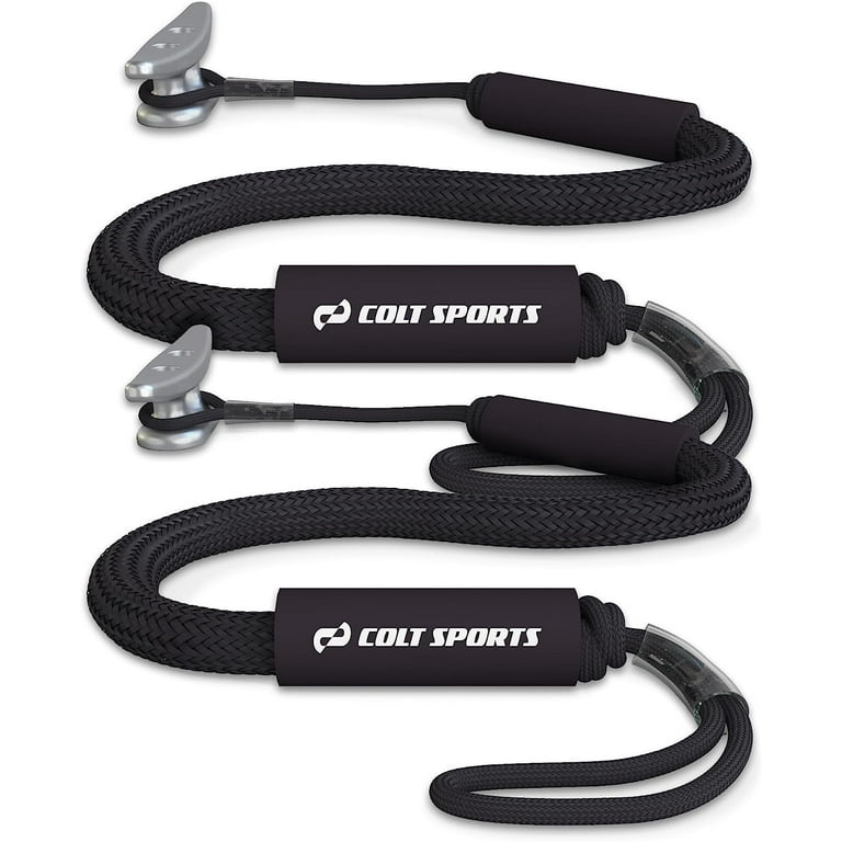 Colt Sports 2 Pack Bungee Dock Lines Mooring Rope for Boats - Black 5 ft - Stainless  Steel Hooks 