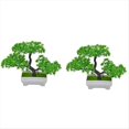 thumbnail image 1 of 2 Unids Planta Artificial Bonsai Maceta de PláStico PequeñO ÁRbol Planta Falsa Adornos en Maceta de Flores para la Mesa de la HabitacióN del Hogar, Verde, 1 of 5