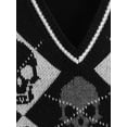 thumbnail image 3 of Douhoow Women Gothic Knit Sweater Vest Skull Argyle Print Knitwear V-neck Pullover Jumper Top, 3 of 8